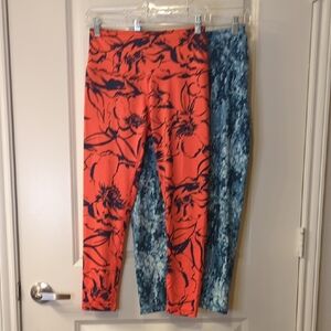 Zella Women's Leggings - Red Floral and Blue Abstract